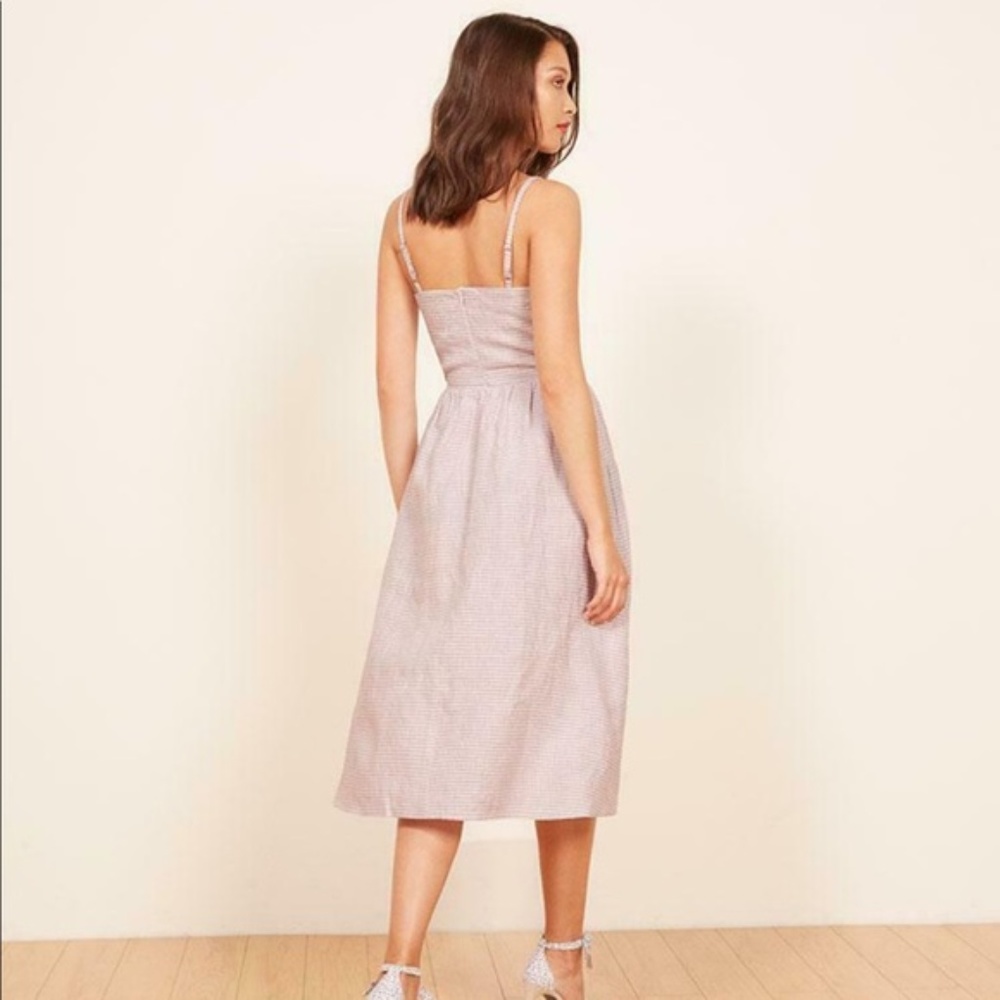NWT Reformation Thelma Purple Gingham Linen Dress - Picture 6 of 8
